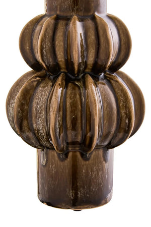 Orsa Brown Stoneware Bubble Vase, detail of the glossy glaze.