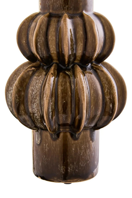 Orsa Brown Stoneware Bubble Vase, detail of the glossy glaze.