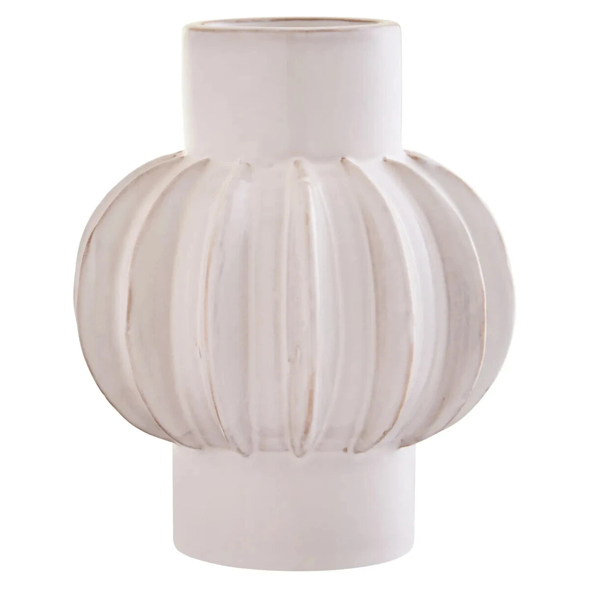 Freya cream ribbed stoneware bubble vase
