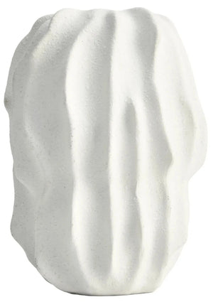 Soren White Textured Bud Vase, shown from another angle.
