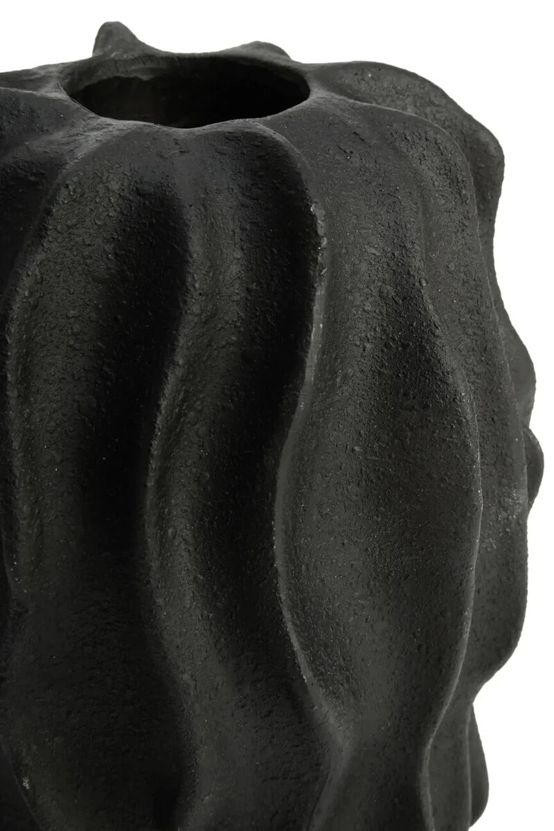 Soren Black Textured Bud Vase, shown from another angle.