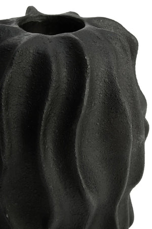 Soren Black Textured Bud Vase, shown from another angle.