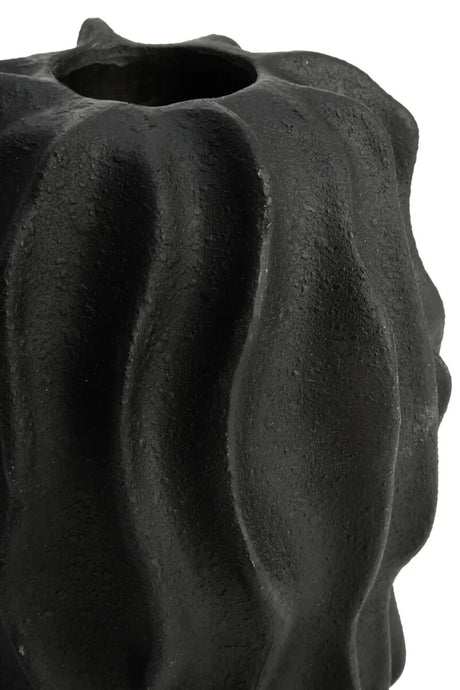 Soren Black Textured Bud Vase, shown from another angle.