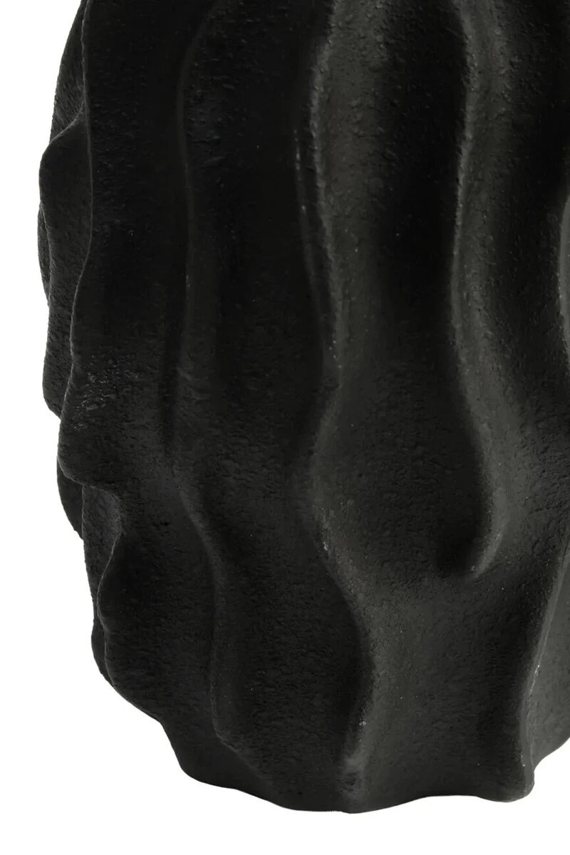 Soren Black Textured Bud Vase, detail of the surface finish.