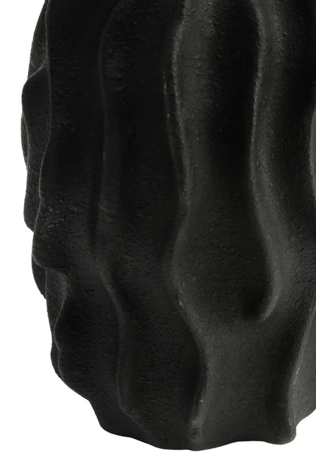 Soren Black Textured Bud Vase, detail of the surface finish.