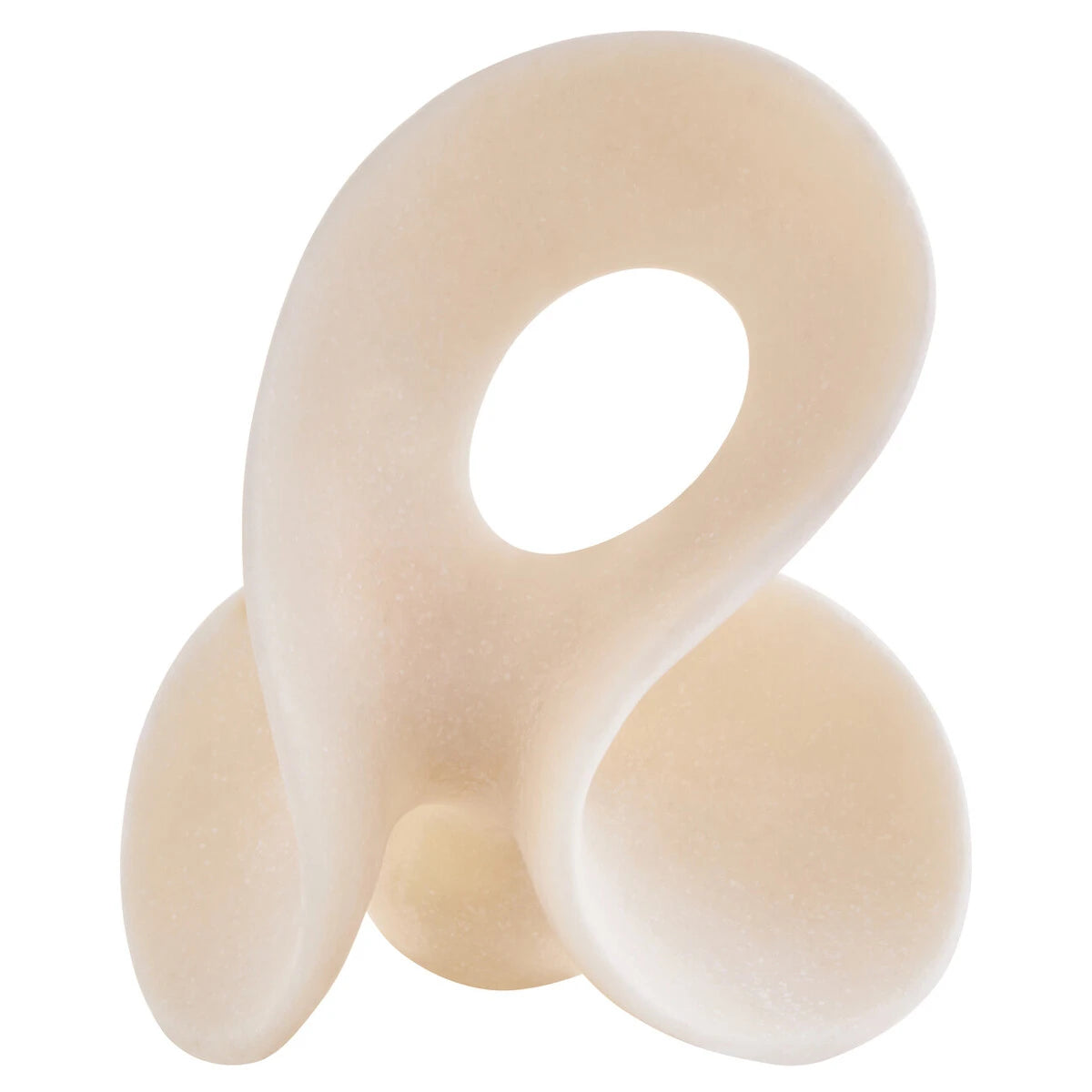 Soren White Marble Effect Small Abstract Loop Sculpture, a small white marble effect abstract sculpture with a looped form.