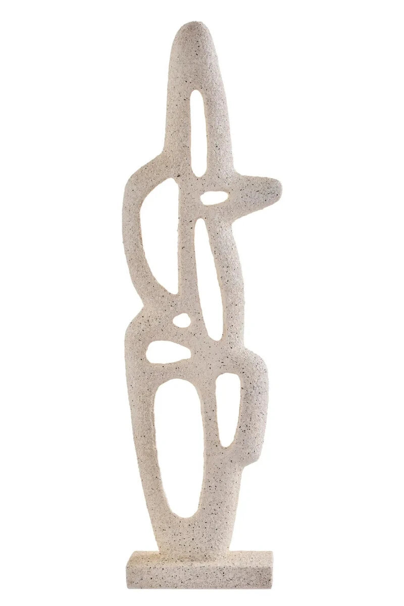 Soren Cream Textured Abstract Interlocking Sculpture, a tall, slender cream textured abstract sculpture formed from interlocking organic lines.