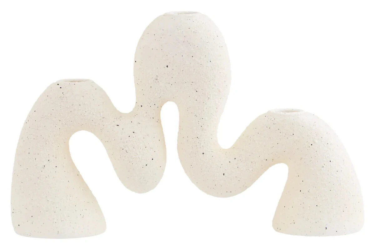 Soren Cream Organic Candle Holder, showing the textured finish.