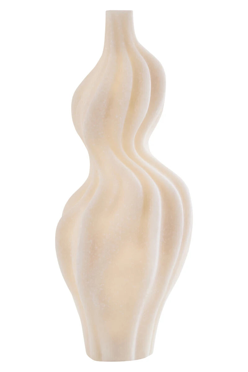 Soren White Marble Effect Organic Twist Ornament, a white marble effect ornament with an organic twisting silhouette and slender neck.