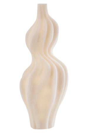 Soren White Marble Effect Organic Twist Ornament, a white marble effect ornament with an organic twisting silhouette and slender neck.
