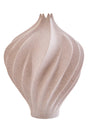 A beige wave detail sandstone effect vase on a white background