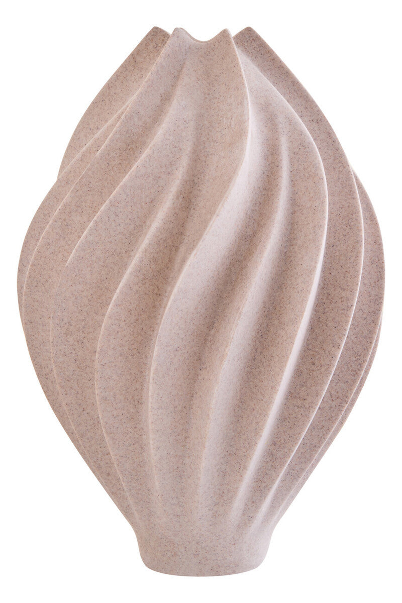 Beige textured vase on a white background