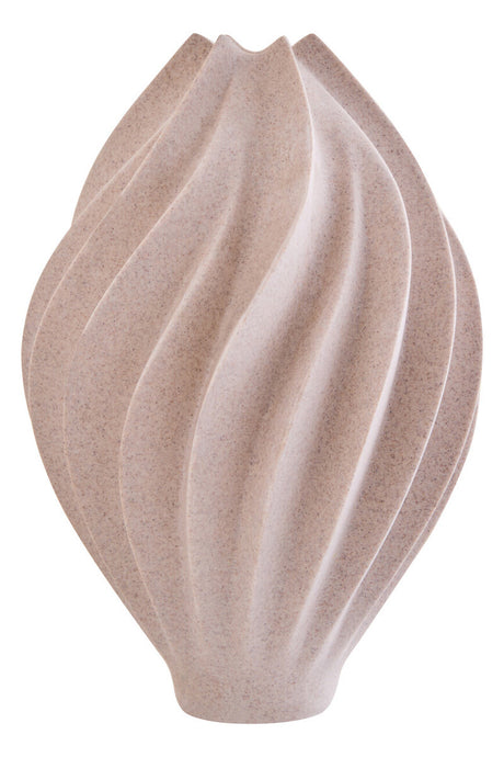 Beige textured vase on a white background