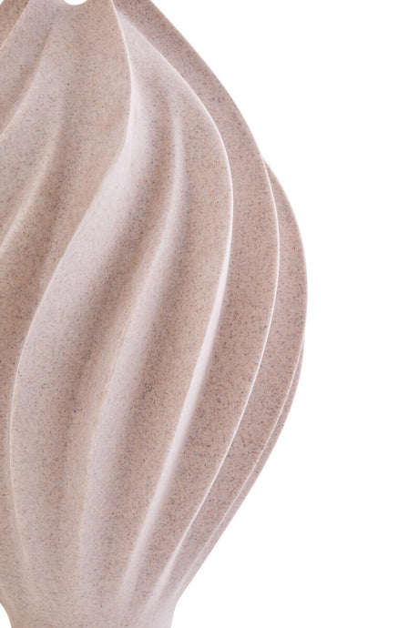 Close-up of a textured beige ceramic vase on a white background