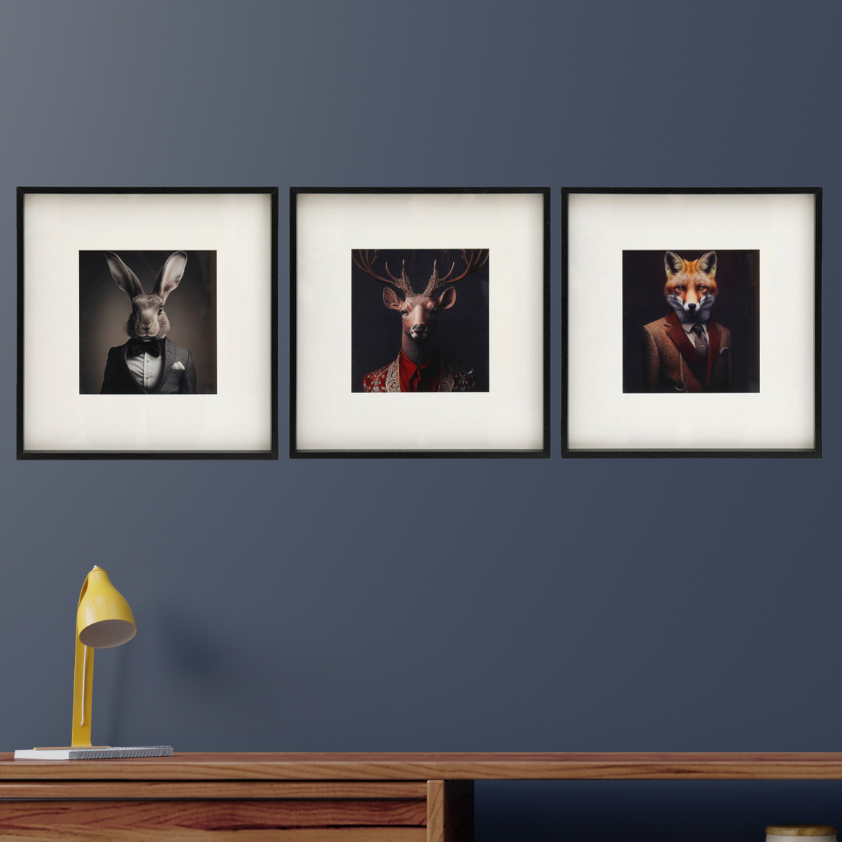 Set of 3 Forest Animal Head Framed Prints