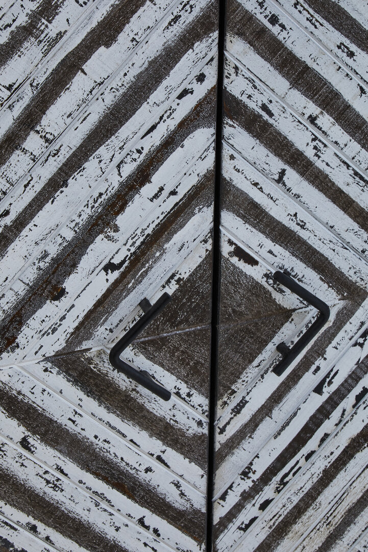 Nusa Black Rustic Chevron Four Door Sideboard