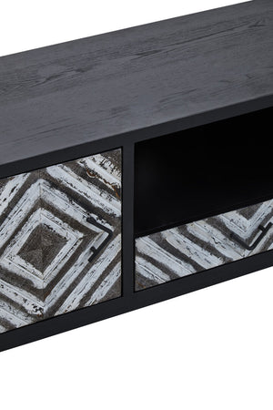 Nusa Rustic Chevron and Black Frame Media Unit