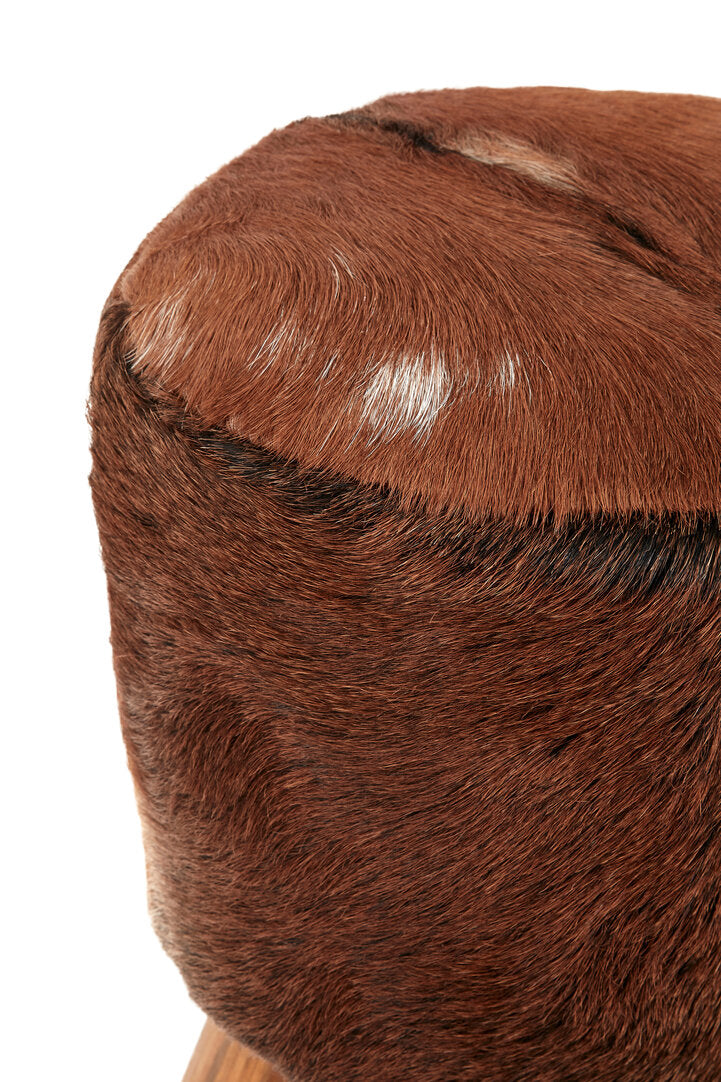 Tierra Brown Goat Hide Round Stool