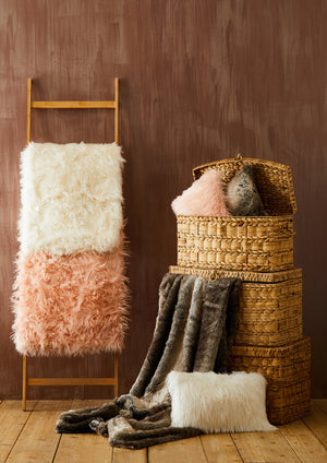 Nuvia Velura Mocha Ombre Square Fur Cushion
