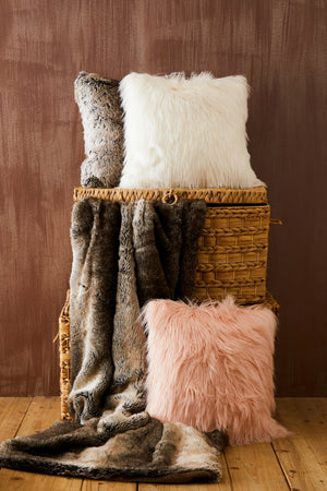 Nuvia Velura Mocha Ombre Square Fur Cushion