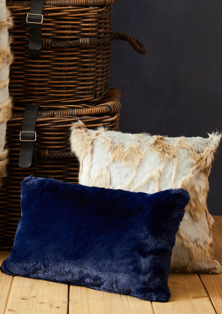 Nuvia Velura Grey And Natural Square Fur Cushion