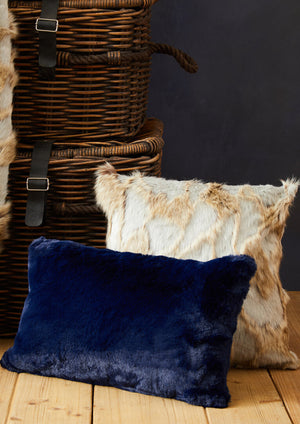 Nuvia Velura Grey And Natural Square Fur Cushion