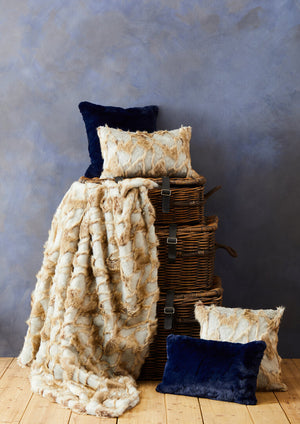 Nuvia Velura Grey And Natural Square Fur Cushion