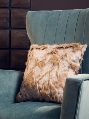 Nuvia Velura Grey And Natural Square Fur Cushion