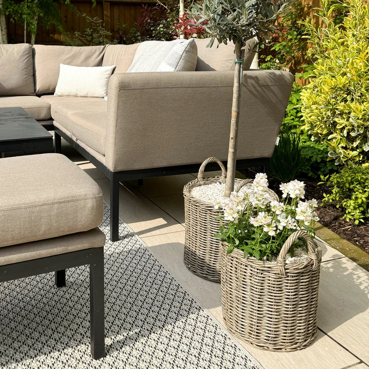 Polyrattan Natural Lined Planters - Set of Two