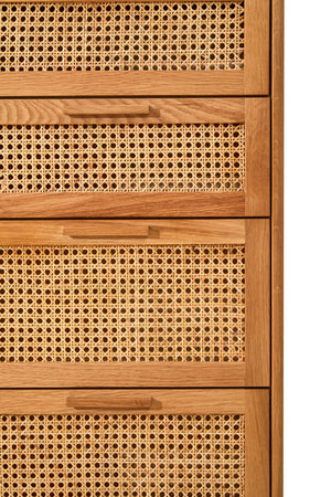 Arden Rattan & Oak 4 Drawer Chest of Drawers