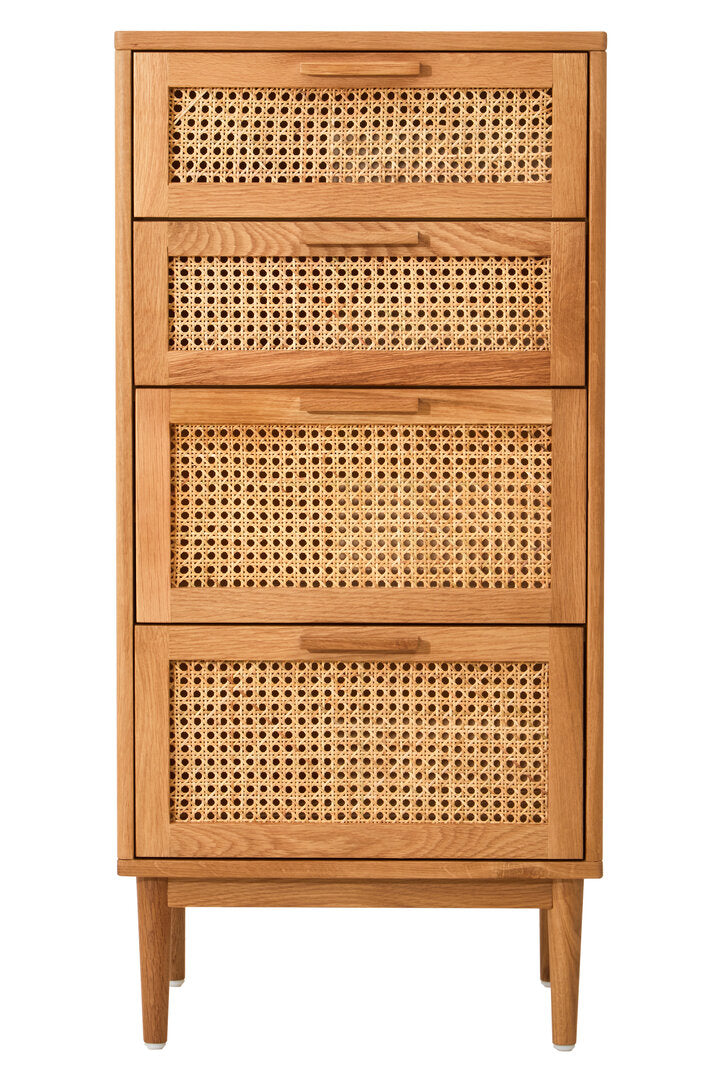 Arden Rattan & Oak 4 Drawer Chest of Drawers