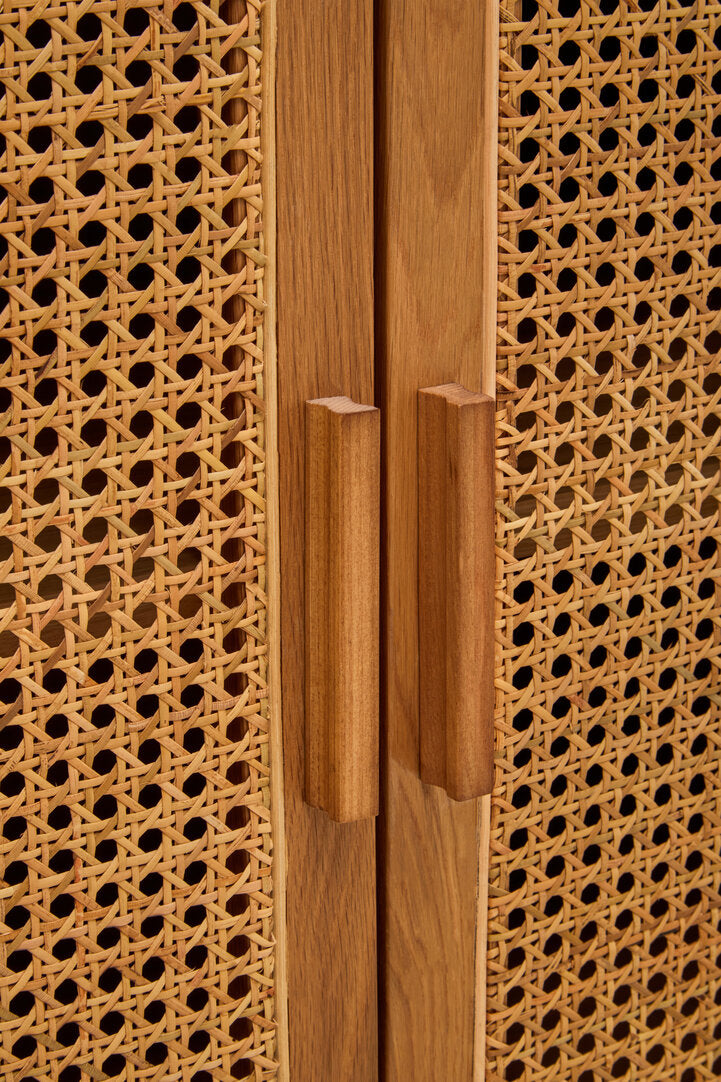 Arden Rattan & Oak 4 Door Wooden Sideboard