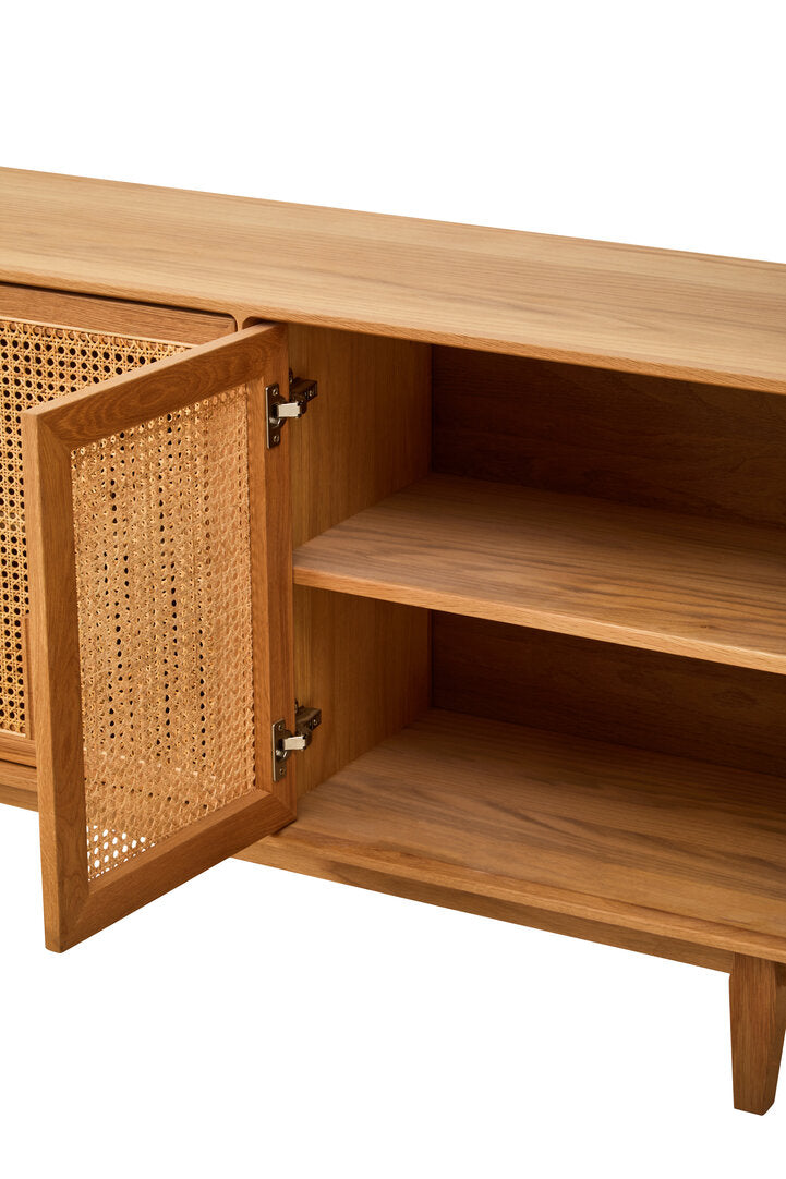 Arden Rattan & Oak 4 Door Wooden Sideboard