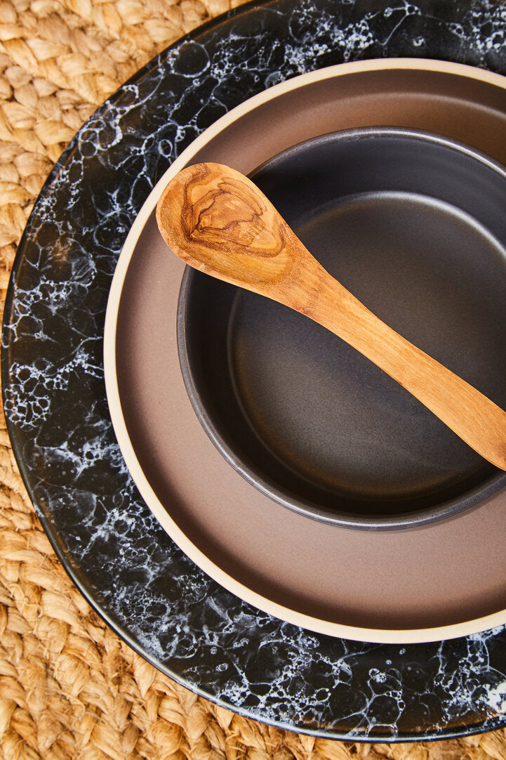 Vara Black Marble Effect Dinner Plate