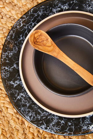 Vara Black Marble Effect Dinner Plate