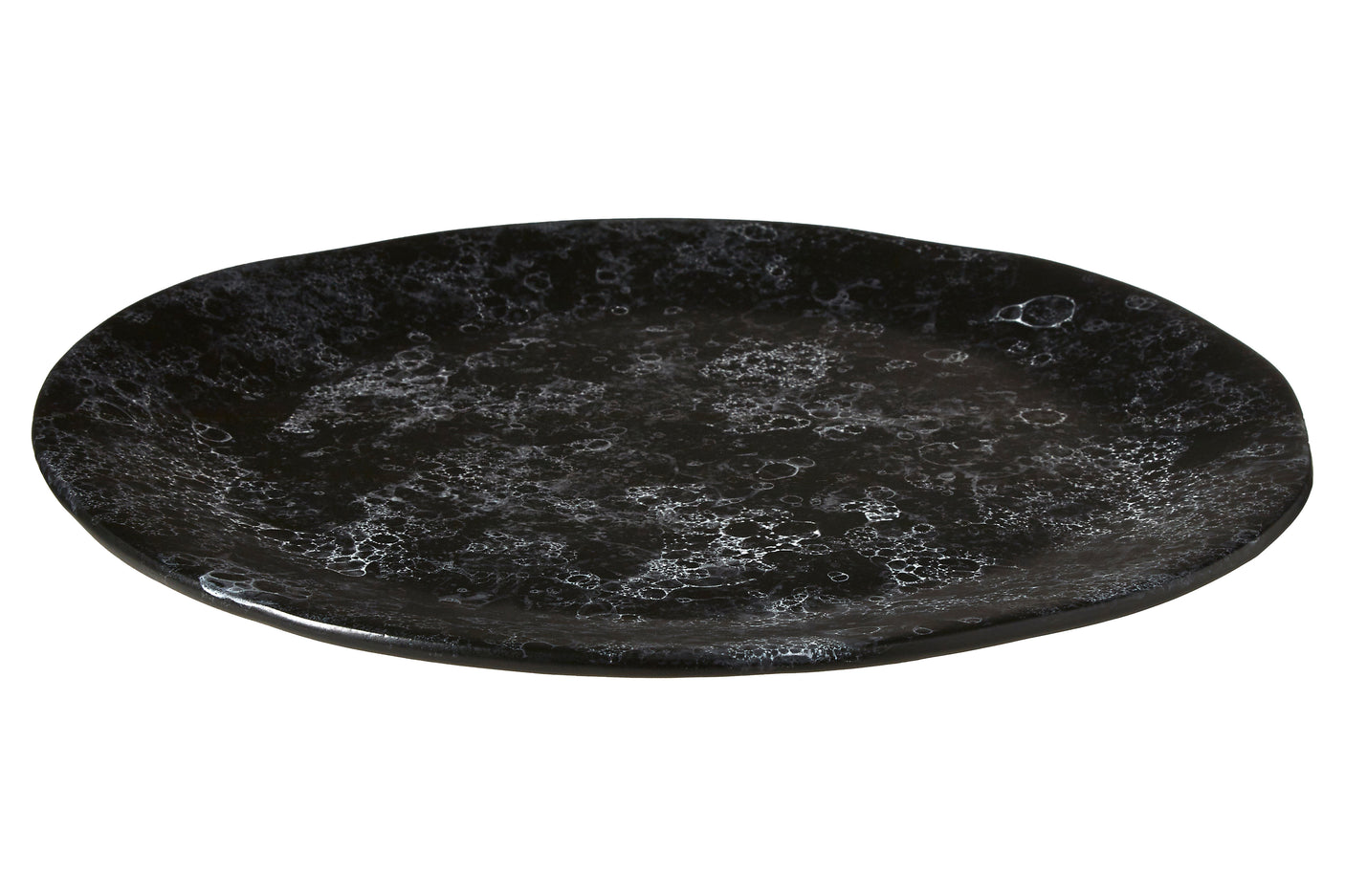 Vara Black Marble Effect Pizza Plate