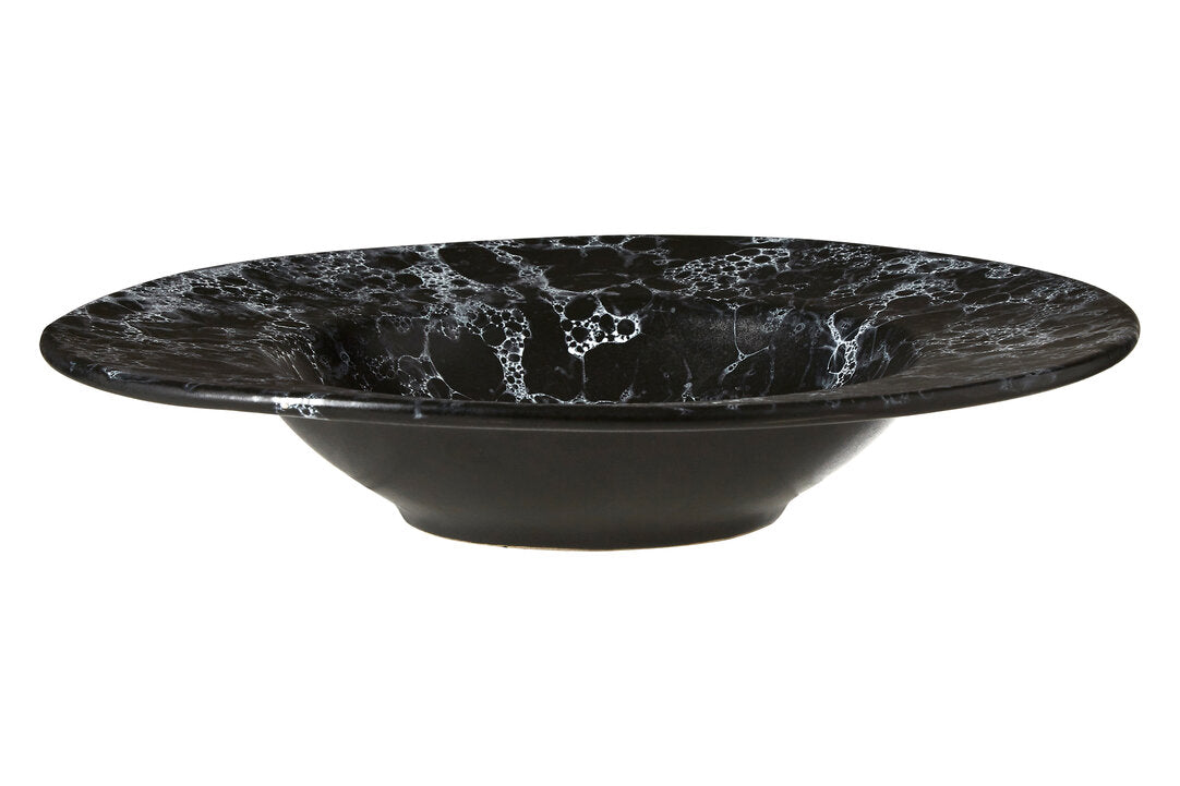 Vara Black Marble Effect Pasta Bowl