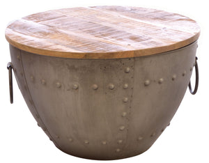 Old Empire Round Storage Coffee Drum Table