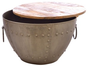 Old Empire Round Storage Coffee Drum Table