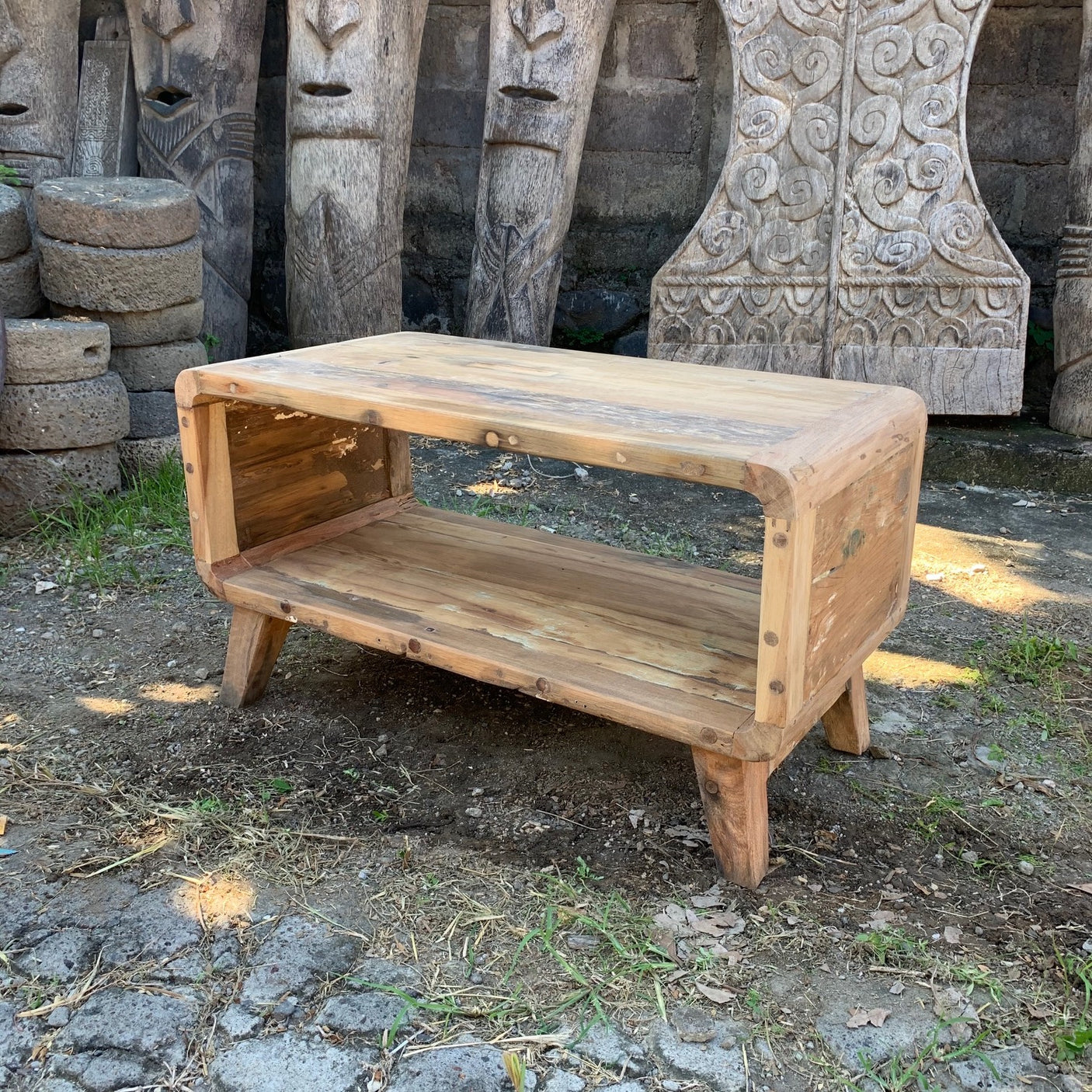 Recycled Wood Small Rounded Coffee Table