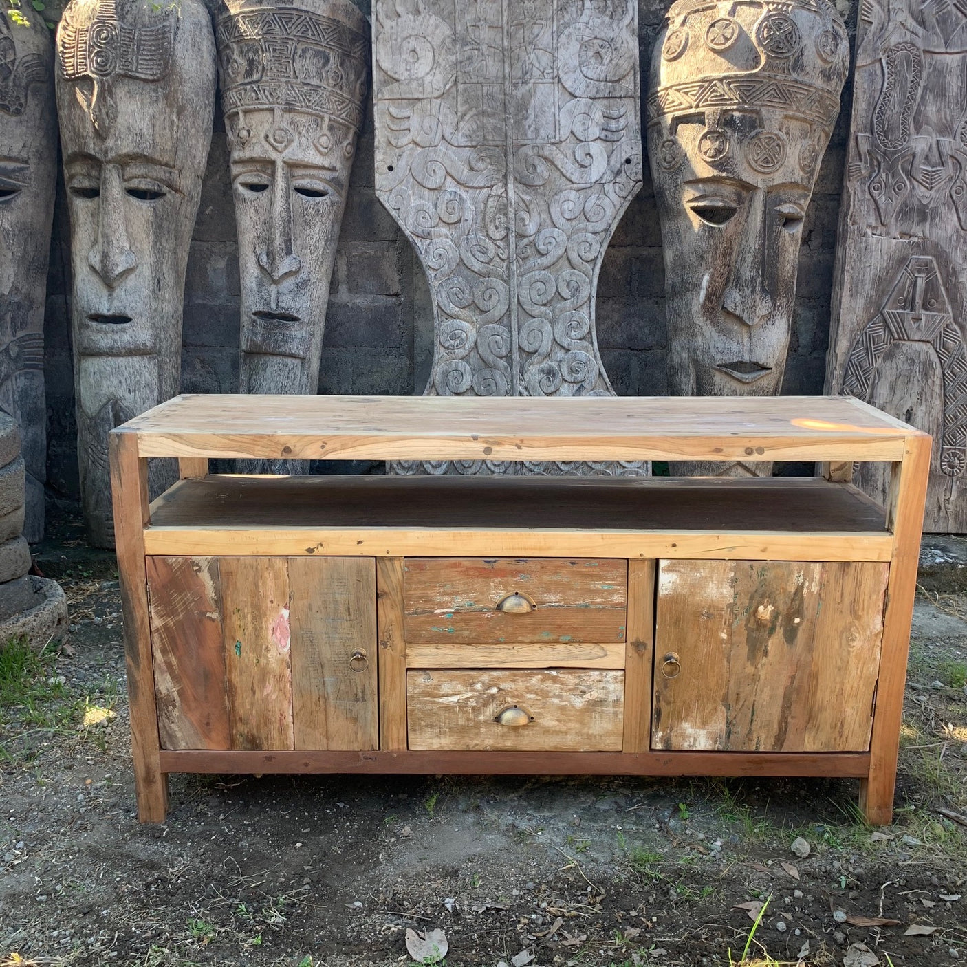 Recycled Wood Large TV Stand