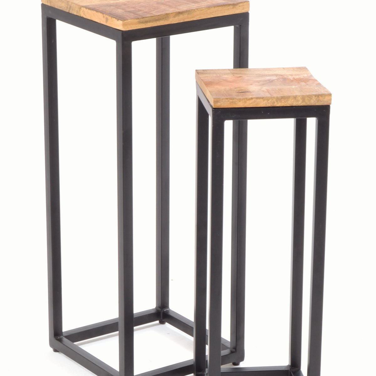 Old Empire Set of 2 Side Tables In Black & Wood – Green & Gable