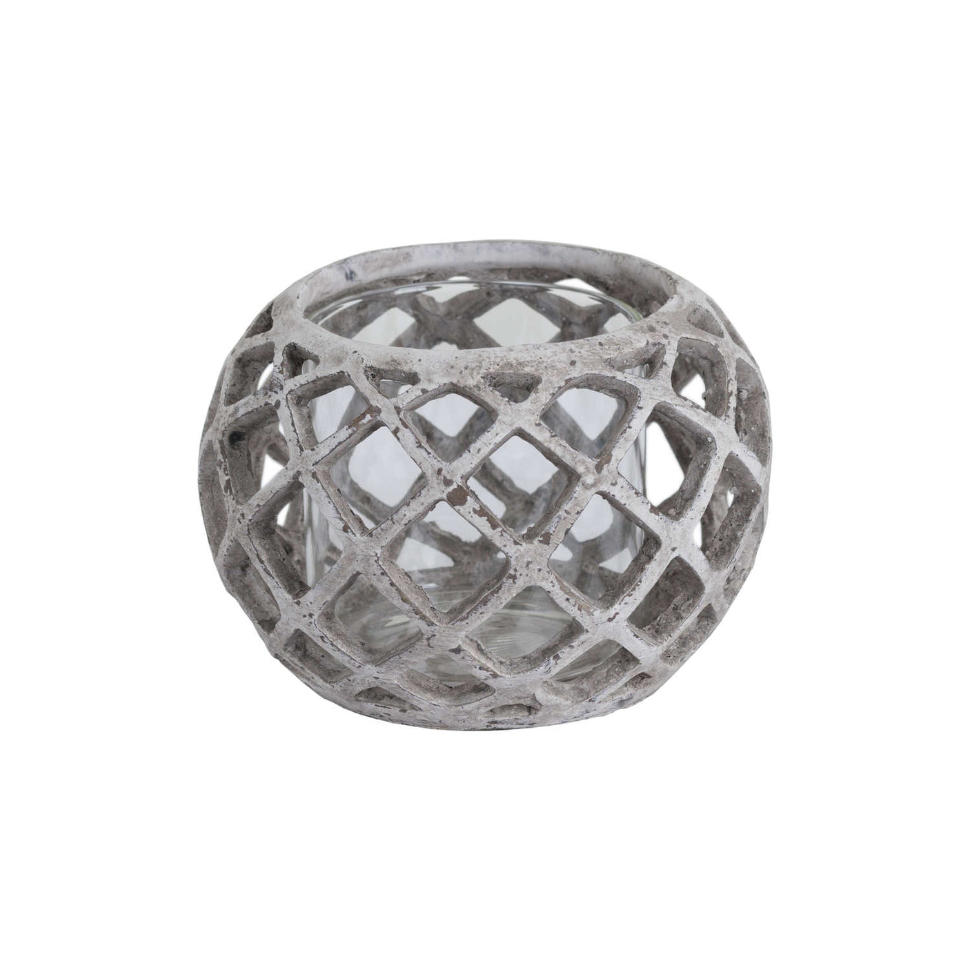 Decorative spherical lantern with lattice design on a white background