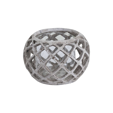 Decorative spherical lantern with lattice design on a white background