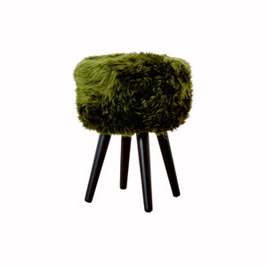 Sheepskin Wood Stool With Black Legs
