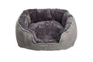 Grey Cord Plush Rectangle Snuggle Dog Bed