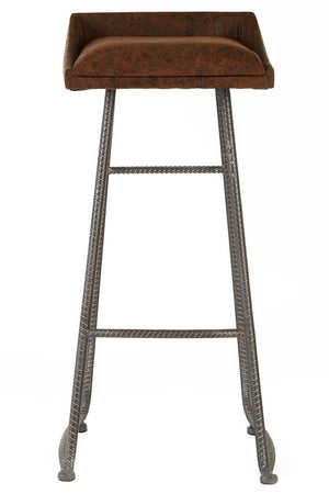 Forma Brown Leather Effect Bar Stool