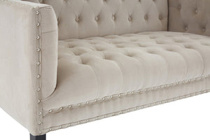 Belgravia Beige Velvet Two Seater Sofa