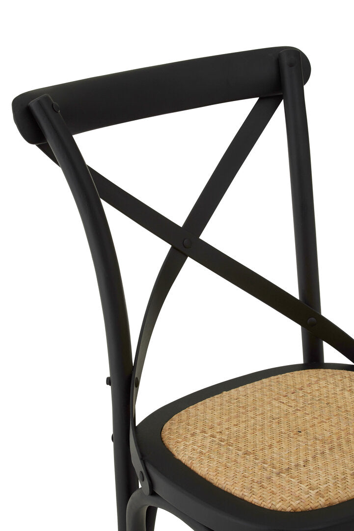 Arden Black Oak Wood & Rattan Dining Chair