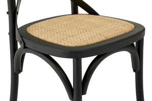 Arden Black Oak Wood & Rattan Dining Chair